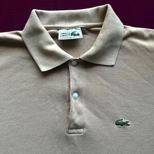 Lacoste Polo Shirt Vintage Beige La Chemise Great condition Mens.